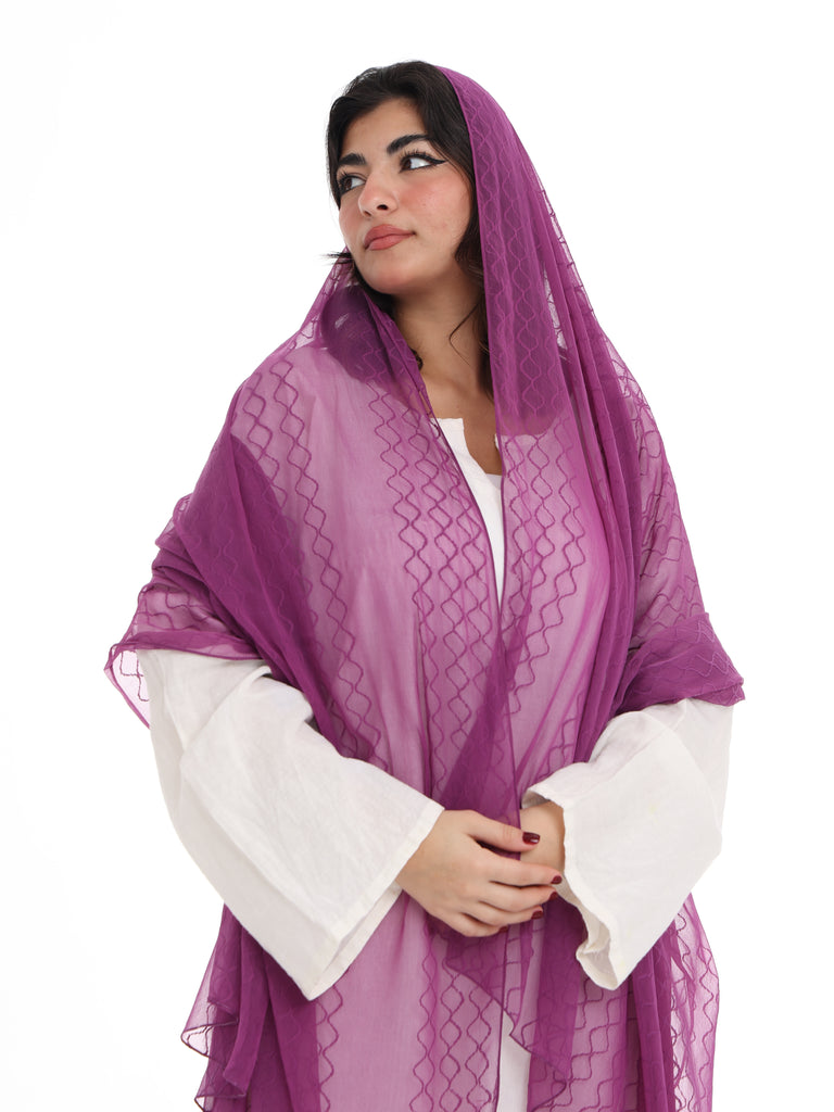 BD3-04 Border Embroidered Home Hijab — Purple
