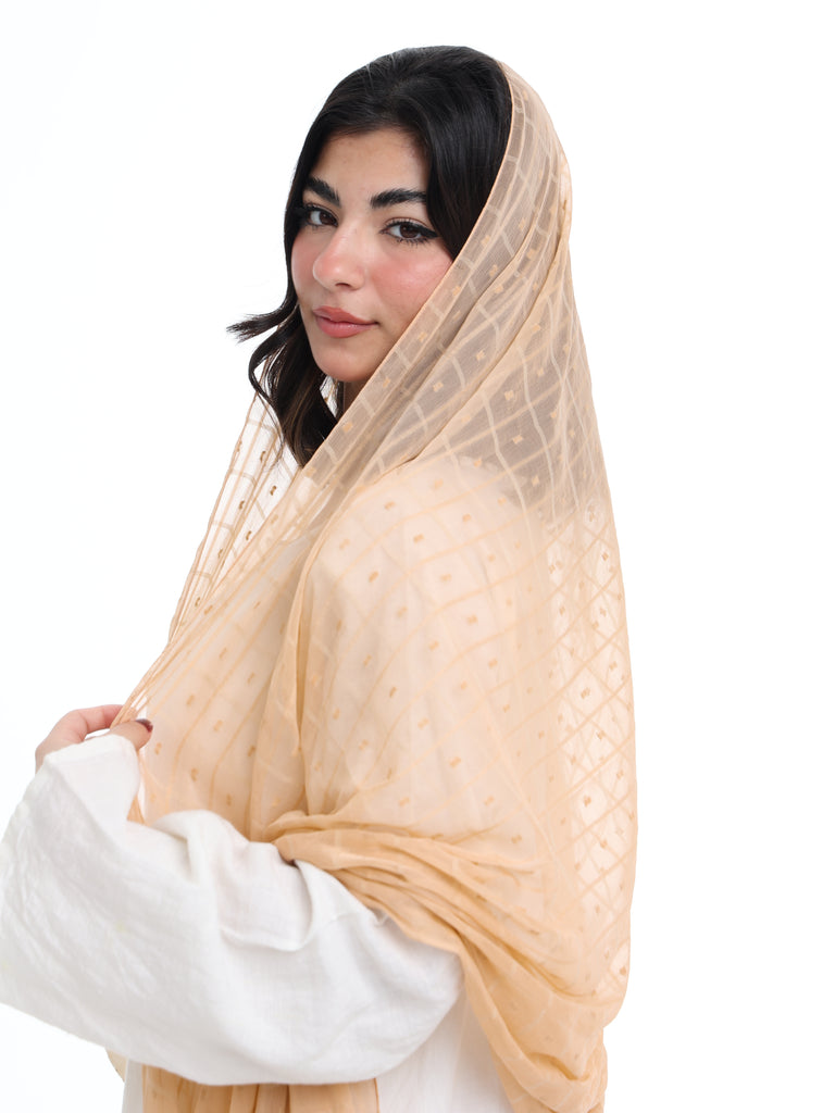 GR01_03 شيله مطرزة بيج عريضة